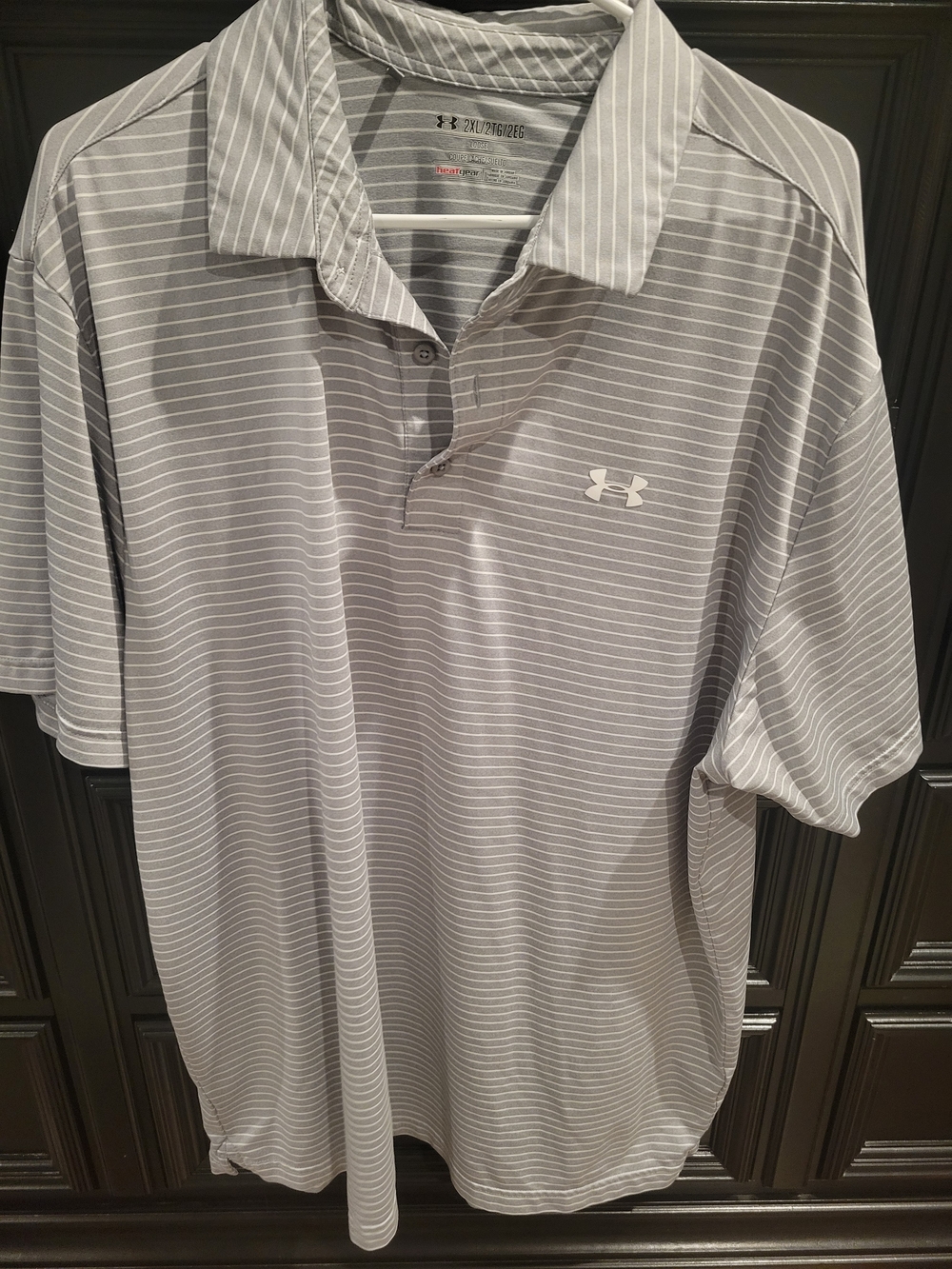 Under Armour Men’s Light Gray Pinstripe Polo